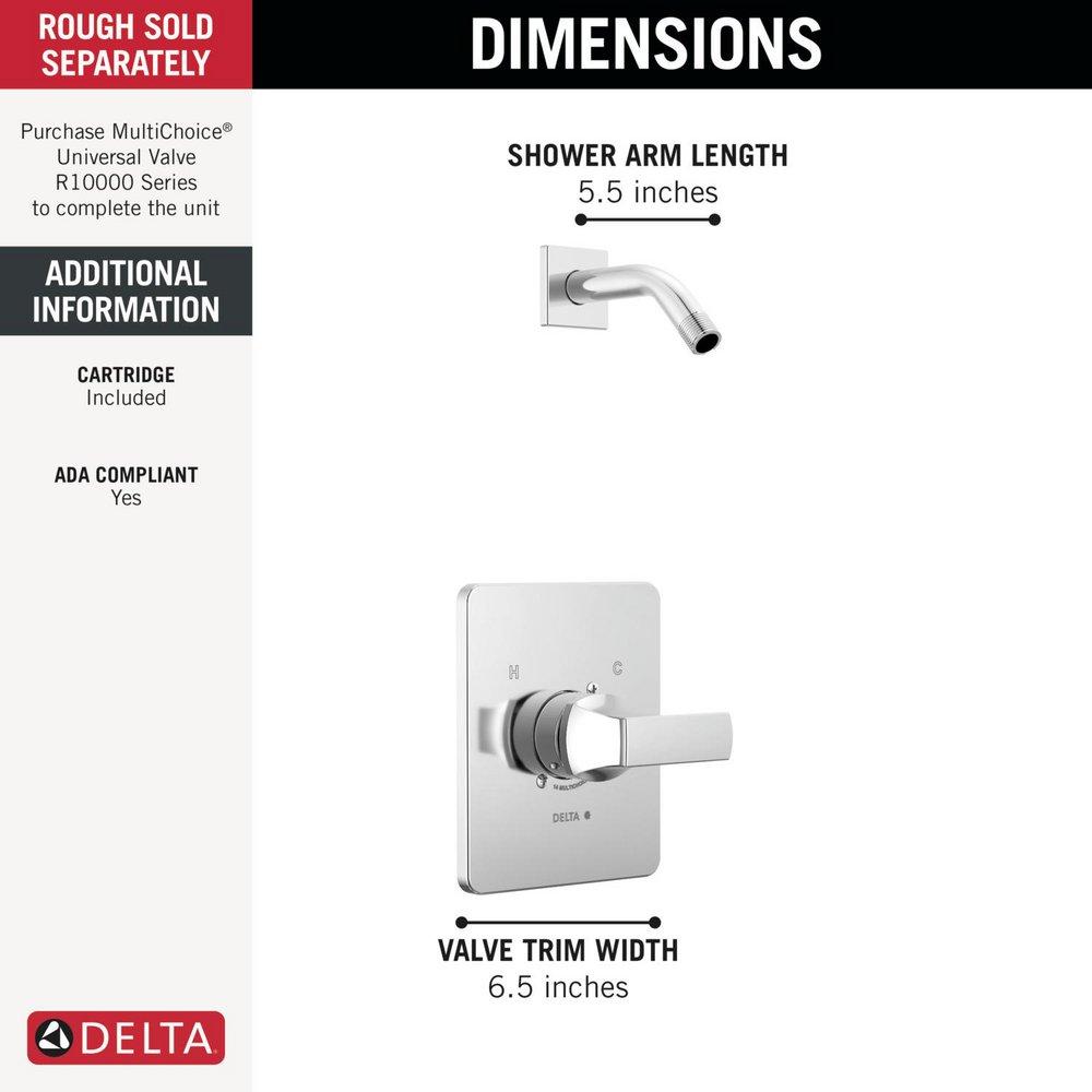 Delta Faucet Chrome One Handle Single Function Shower Faucet (Trim Only) 