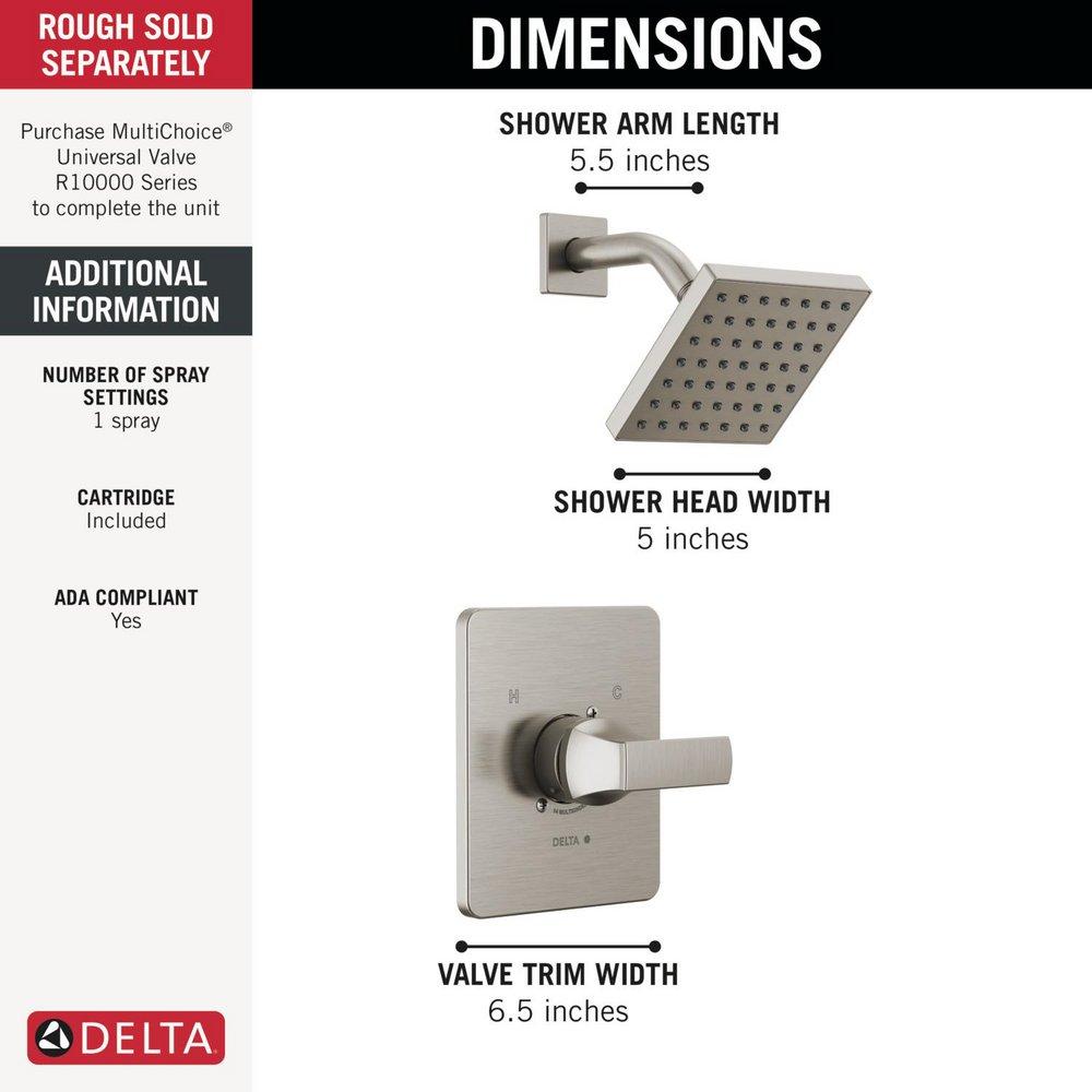 Delta Faucet Stainless One Handle Single Function Shower Faucet (Trim Only) 
