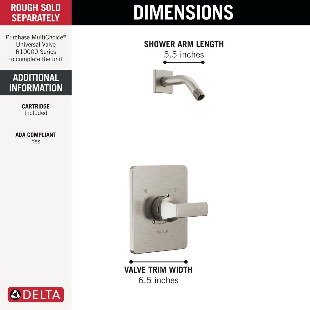 Delta Faucet Stainless One Handle Single Function Shower Faucet (Trim Only) 