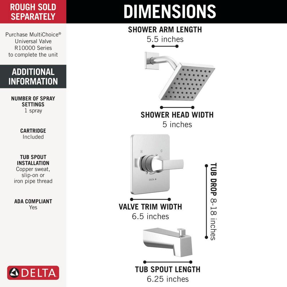 Delta Faucet Chrome One Handle Single Function Bathtub & Shower Faucet in Chrome (Trim Only) 
