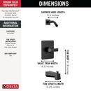 Delta Faucet Matte Black Single Handle Bathtub & Shower Faucet in Matte Black (Trim Only) (Showerhead Sold Separately) 