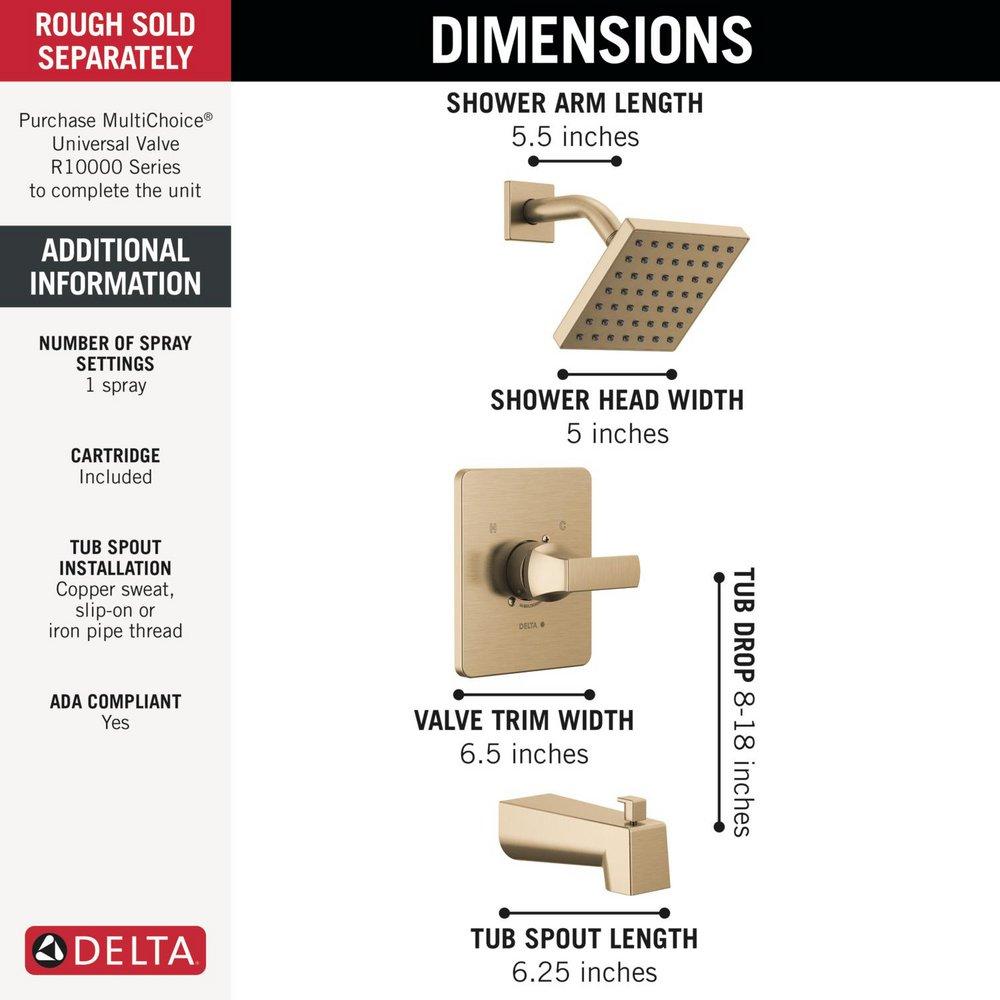 Delta Faucet Brilliance Champagne Bronze One Handle Single Function Bathtub & Shower Faucet in Chrome (Trim Only) 