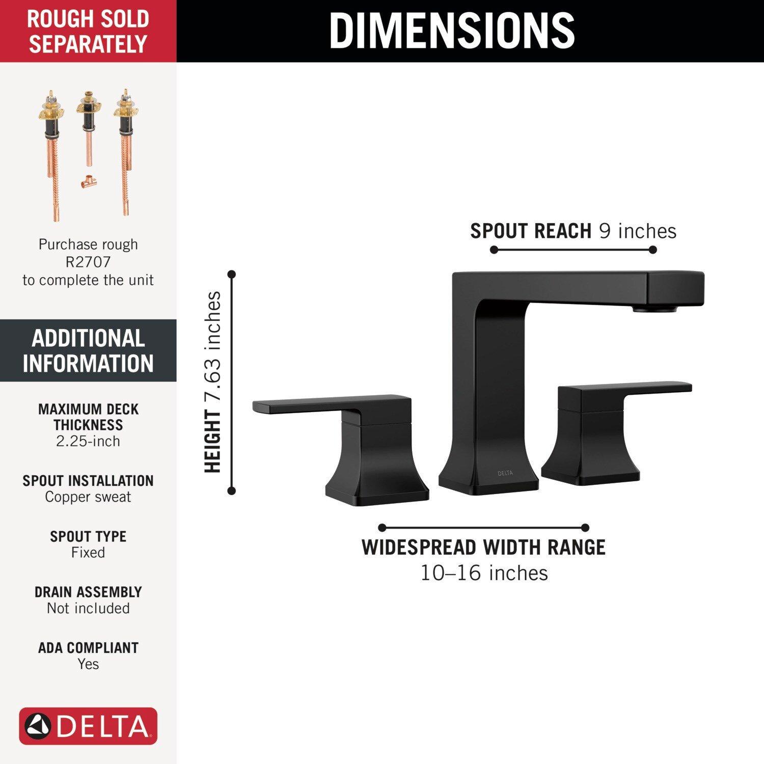 Delta Faucet Matte Black Two Handle Roman Tub Faucet 