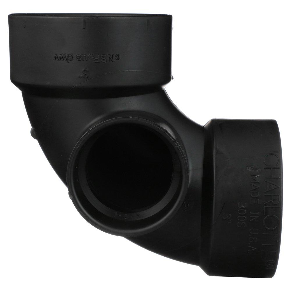 Black ABS DWV 90° Elbow With Side Inlet 