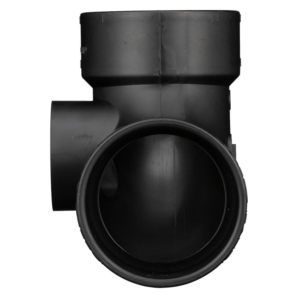 Black ABS DWV 90° Elbow With Side Inlet 