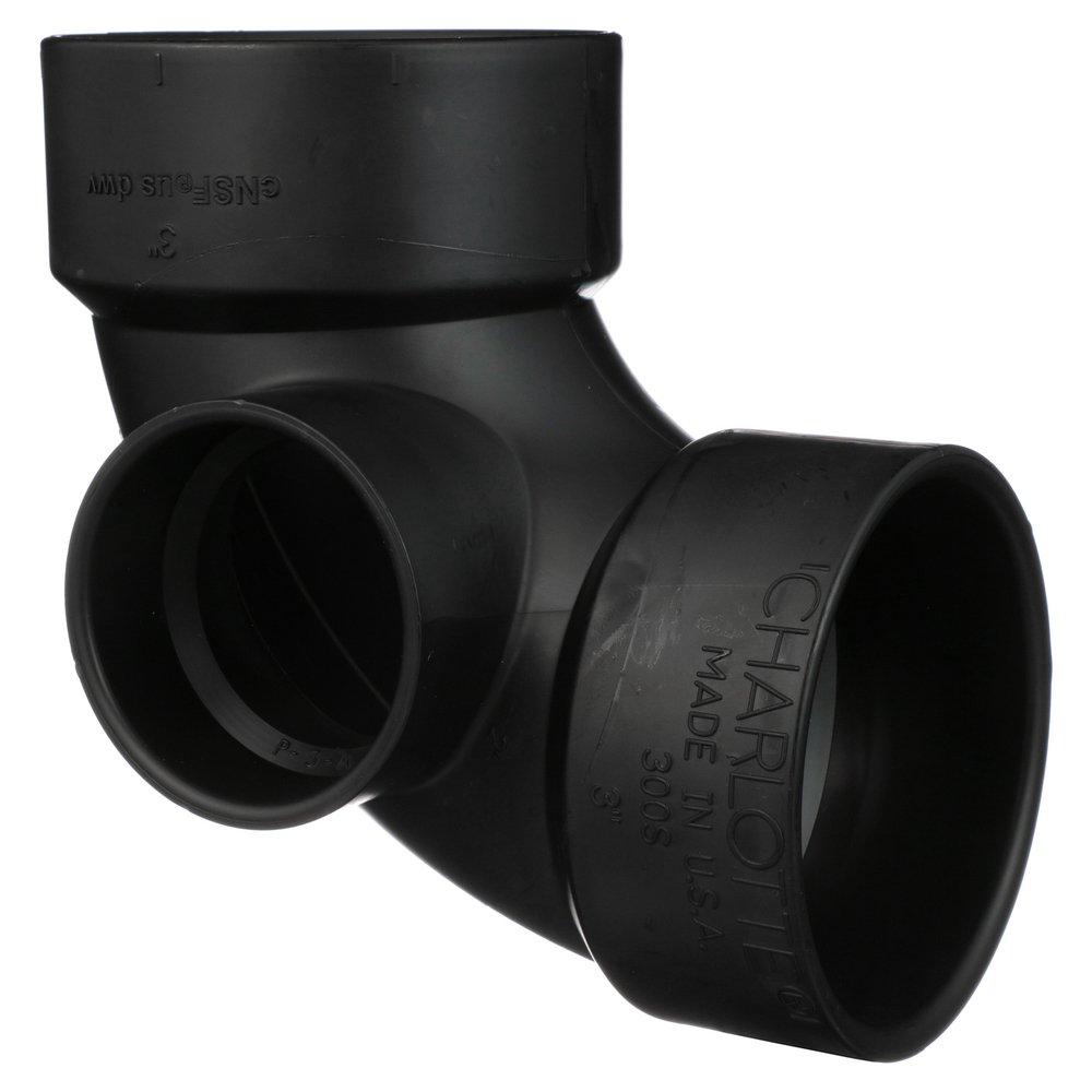 Black ABS DWV 90° Elbow With Side Inlet 