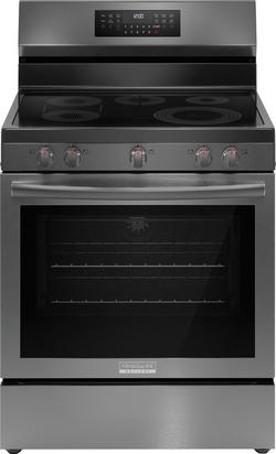 30 in. 5-Burner Electric Freestanding Range with No Preheat and Air Fry in Black Stainless Steel