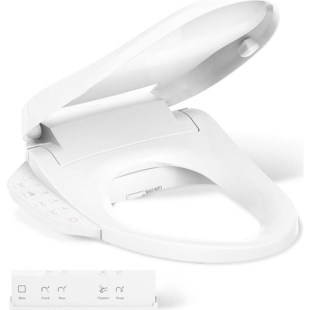 Elongated Closed Front Bidet Seat in White 