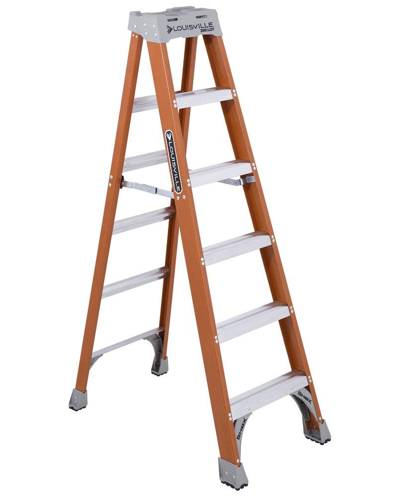 Louisville Ladder Orange Fiberglass Step Ladder Type IA 300-Pound Load Capacity 