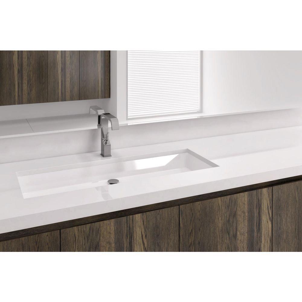 36 in. Undermount Rectangular Bathroom Sink in White 