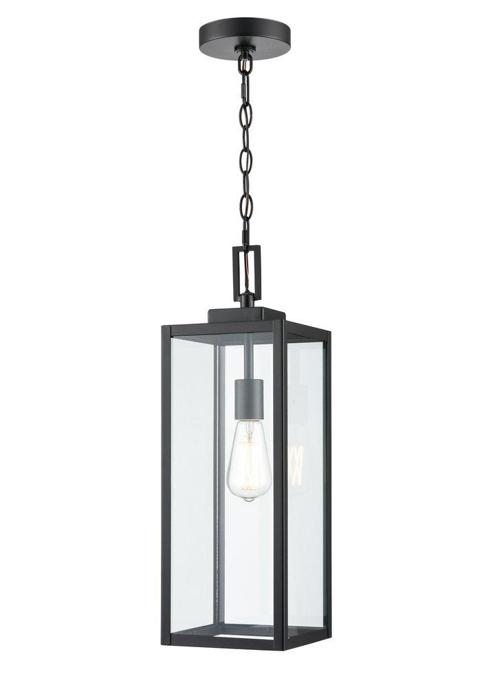 1-Light Outdoor Hanging Pendant in Powder Coated Black 