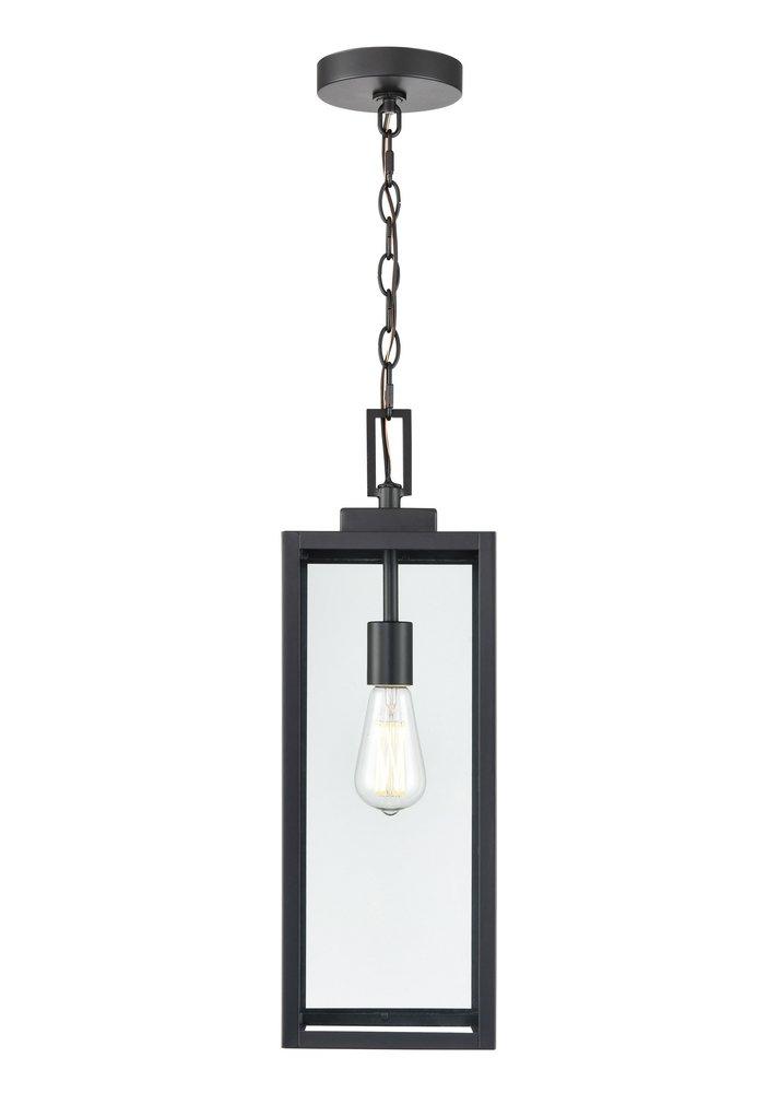 1-Light Outdoor Hanging Pendant in Powder Coated Black 