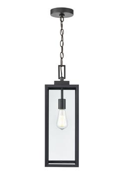 1-Light Outdoor Hanging Pendant in Powder Coated Black