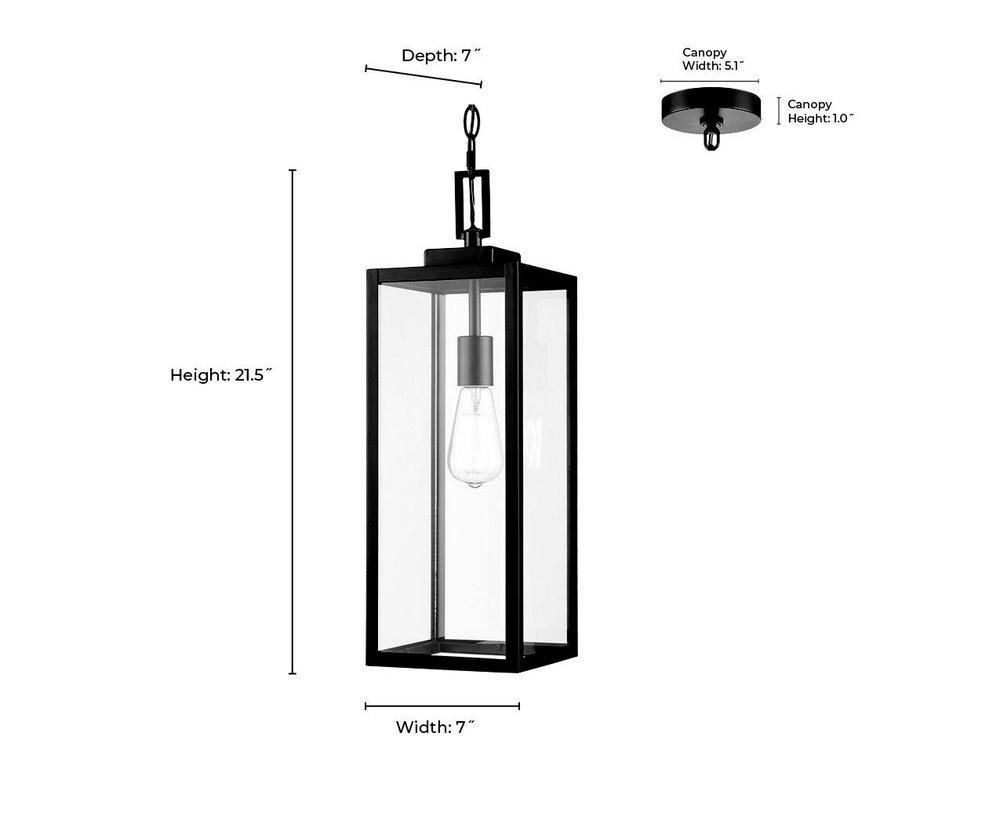 1-Light Outdoor Hanging Pendant in Powder Coated Black 