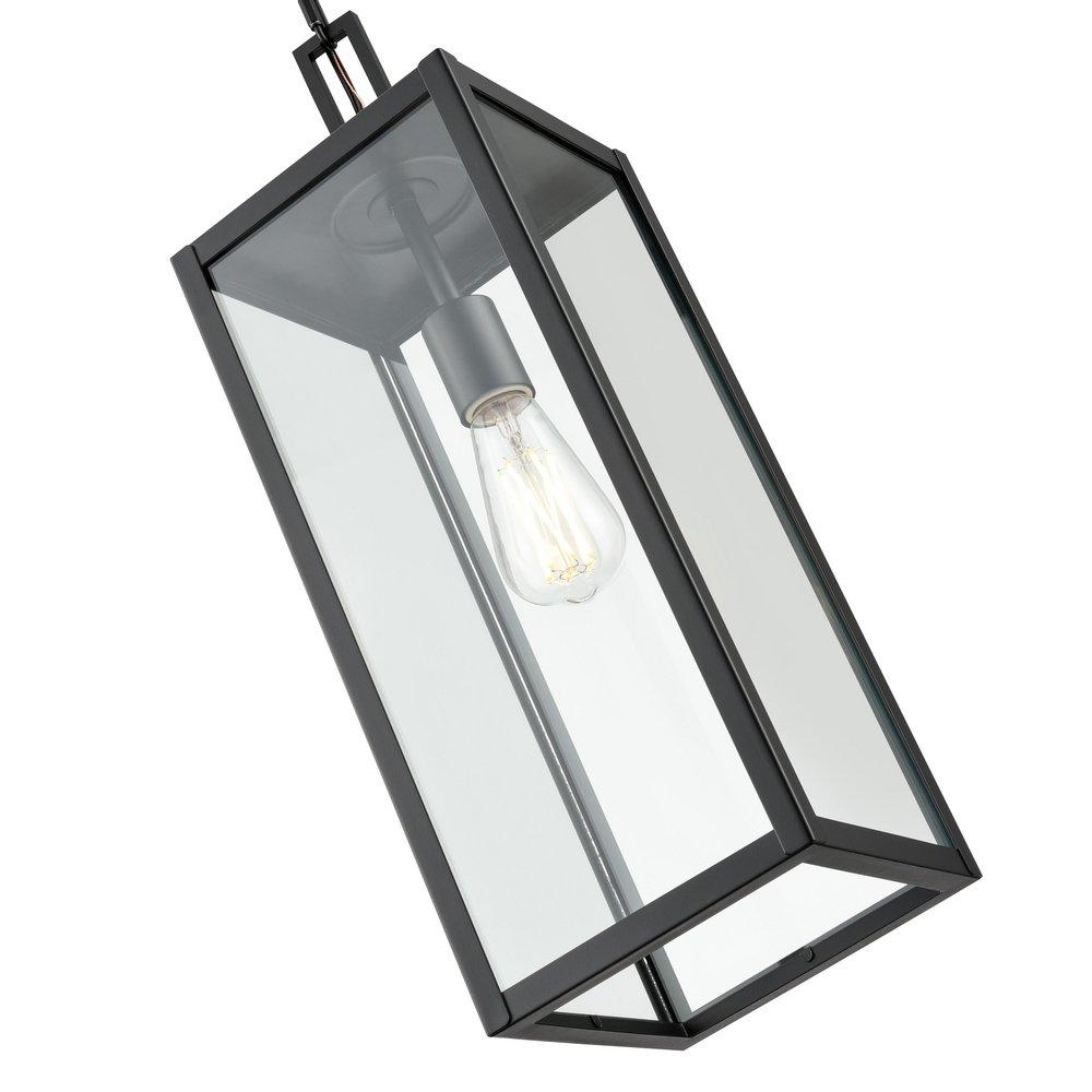 1-Light Outdoor Hanging Pendant in Powder Coated Black 