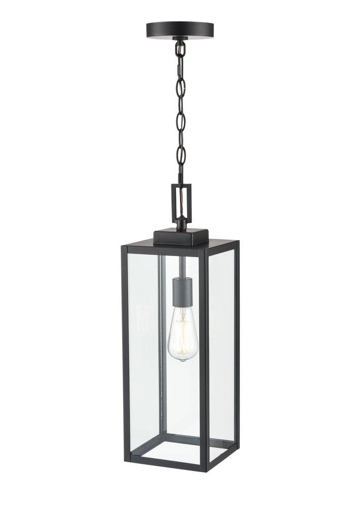 1-Light Outdoor Hanging Pendant in Powder Coated Black 