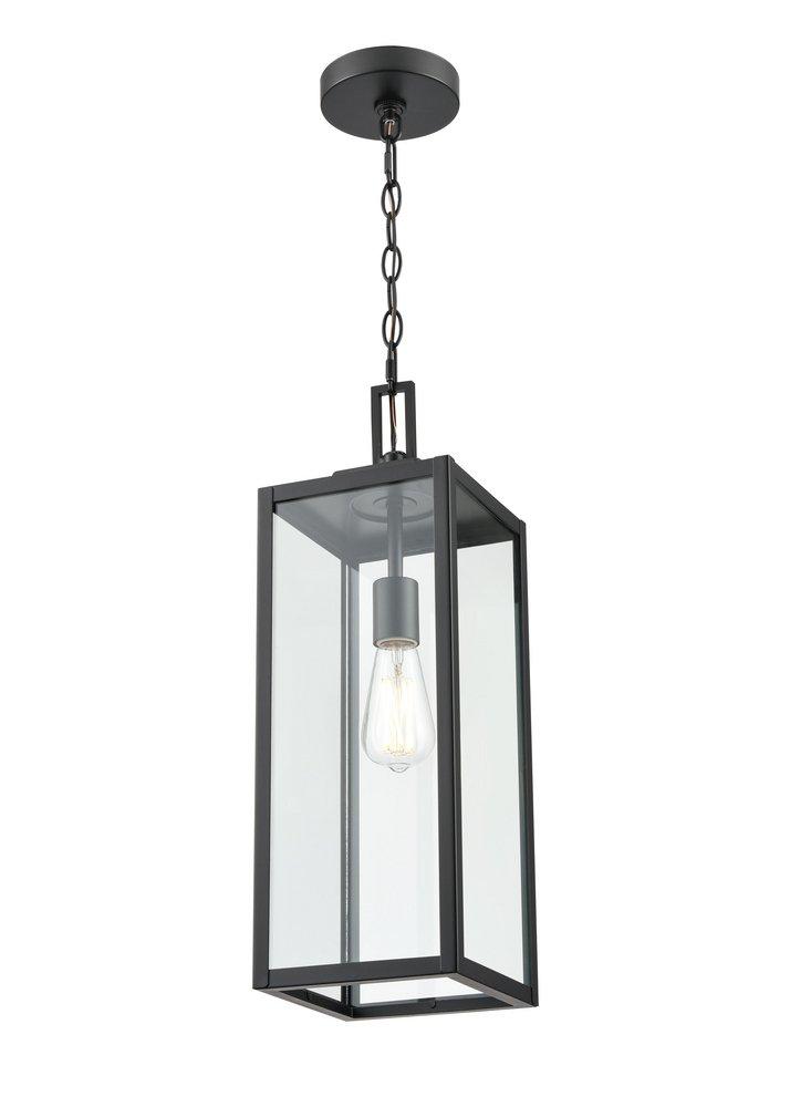 1-Light Outdoor Hanging Pendant in Powder Coated Black 
