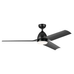 54in. 3?Blade Indoor/Outdoor Ceiling Fan in Satin Black / Satin Natural Black (LED Opal Glass)