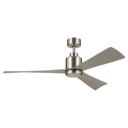 52 in. Damp?Rated DC Ceiling Fan, Brushed Stainless Steel with Silver Blades