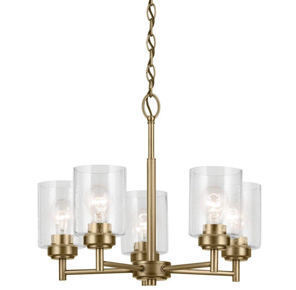 5-Light Chandelier in Natural Brass 