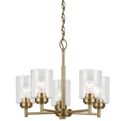 5-Light Chandelier in Natural Brass