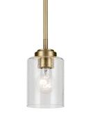 60W 1-Light E26 Medium A19 Pendant in Natural Brass