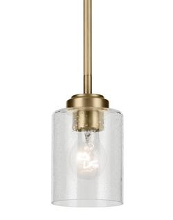 60W 1-Light E26 Medium A19 Pendant in Natural Brass