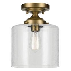 60W 9in. Wide Semi-Flush Ceiling Fixture in Natural Brass
