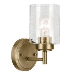 60W 1-Light 9.25" Wall Sconce in Natural Brass