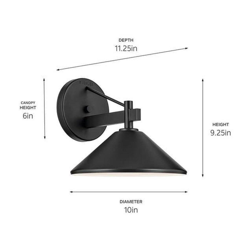40W 1 Light 9.25" Outdoor Wall Sconce in Black 