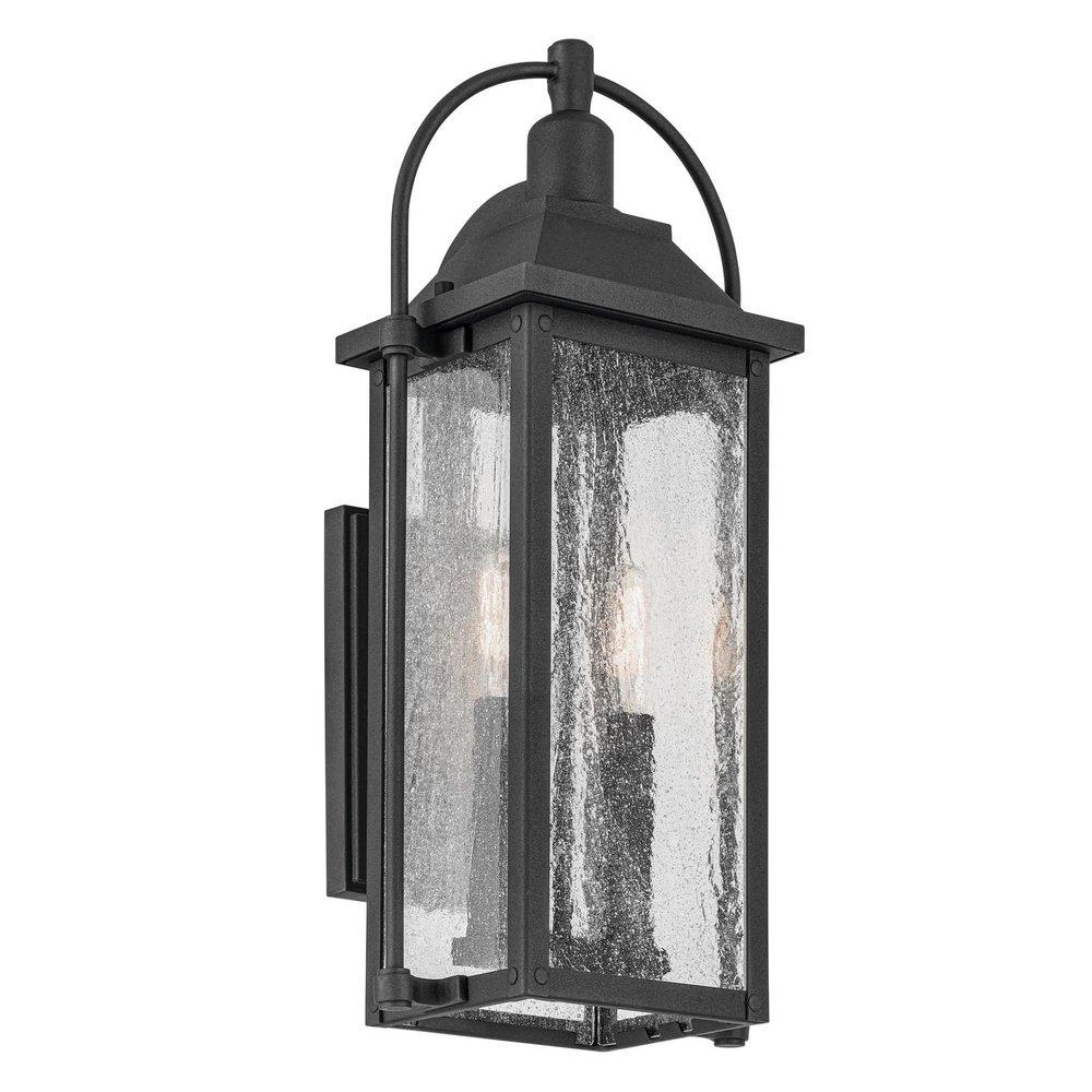 60W 2 Lights 18.5" Outdoor Wall Sconce in Textured Black 