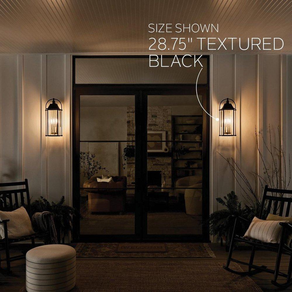 60W 2 Lights 18.5" Outdoor Wall Sconce in Textured Black 