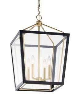 60W 4-Light Foyer Pendant in Champagne Bronze/Black