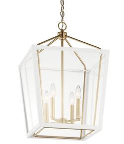 60W 4-Light E12 Foyer Light in Pendant Champagne Bronze/White