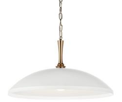 100W 1-Light E26 Pendant in White / Champagne Bronze