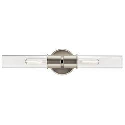 2?Light Wall Sconce with Clear Glass Shades in Brushed Nickel