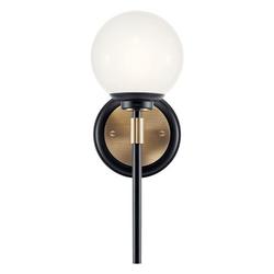1?Light Wall Sconce with Opal Glass in Black / Champagne Bronze