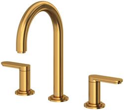 Two Handle Widespread Bathroom Sink Faucet in Brushed Gold