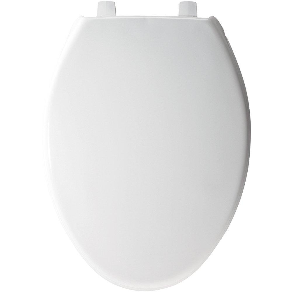 Bemis White Closed Front with Cover Elongated Heavy- Duty Toilet Seat with Plastic Top-Tite Hinges Toilet Seat 