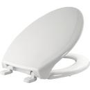 Bemis White Closed Front with Cover Elongated Heavy- Duty Toilet Seat with Plastic Top-Tite Hinges Toilet Seat 