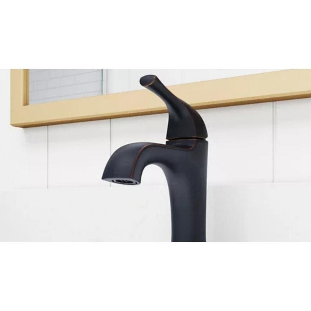 Single Handle Monoblock Bathroom Sink Faucet in Tuscan Bronze 