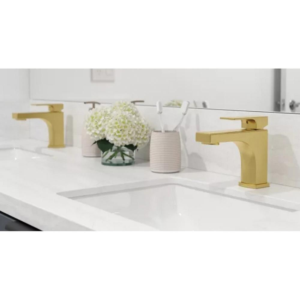 Single Handle Monoblock Bathroom Sink Faucet in Brushed Gold 