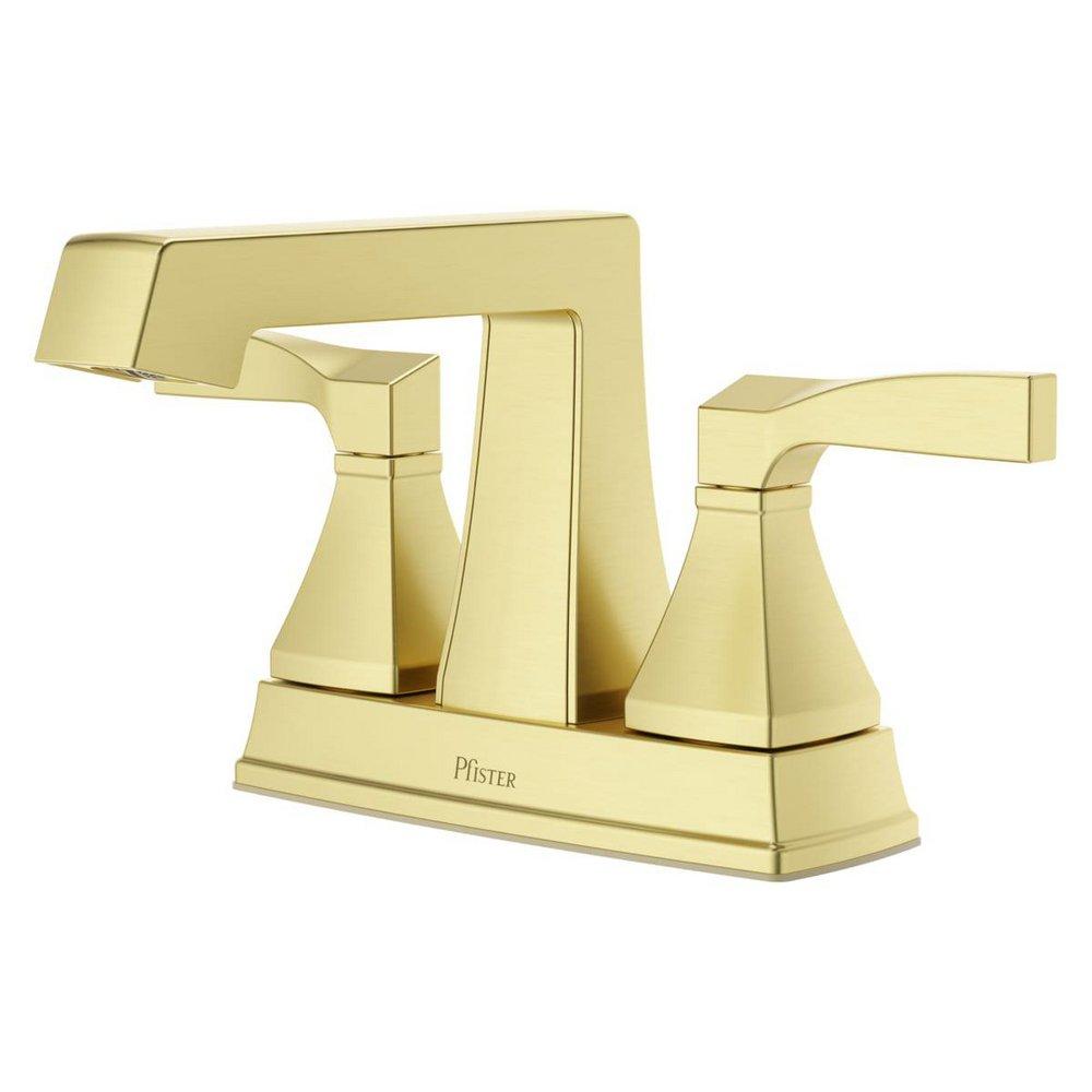 Two Handle Centerset Bathroom Sink Faucet in Brushed Gold 