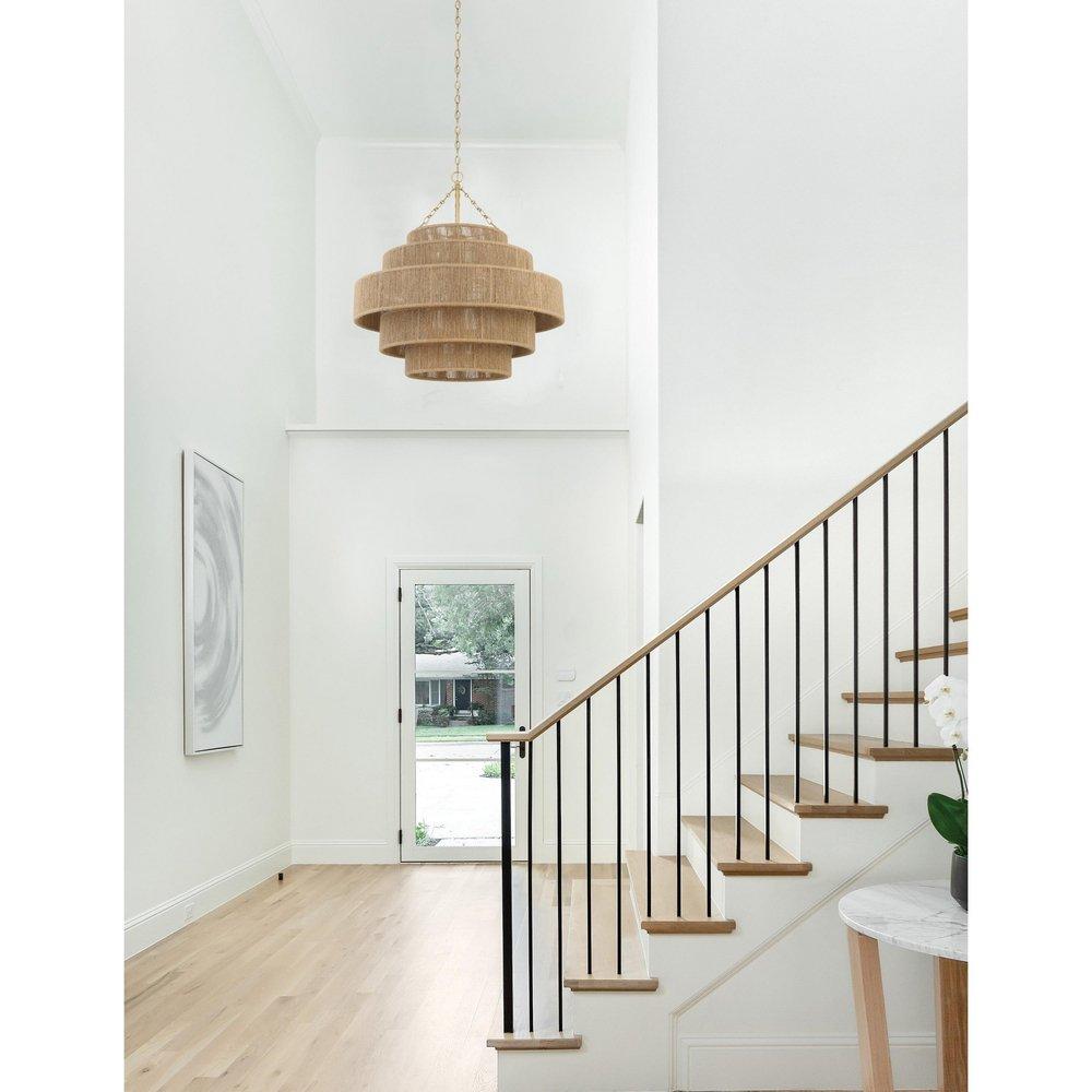 20-Light 32 in. Wide Drum Chandelier in Soft Gold 