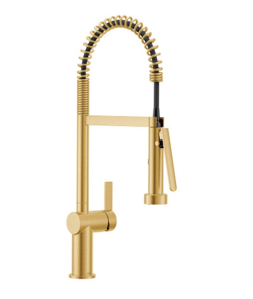 Moen Brushed Gold Single Handle Pull Down Kitchen Faucet 