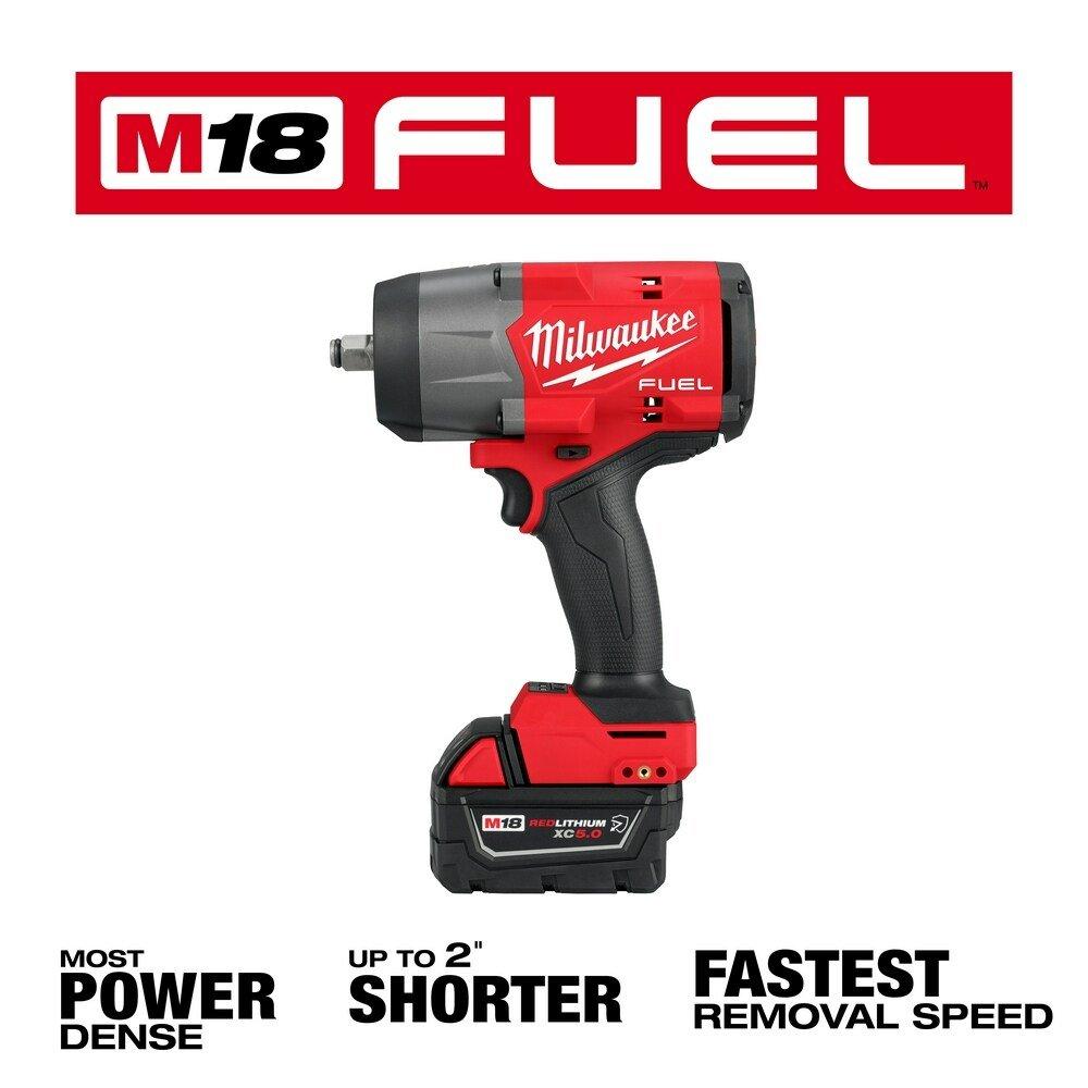 18V Lithium-Ion Brushless Cordless High Torque 1/2 in. Impact Wrench with Friction Ring & Grease Gun Combo Kit 