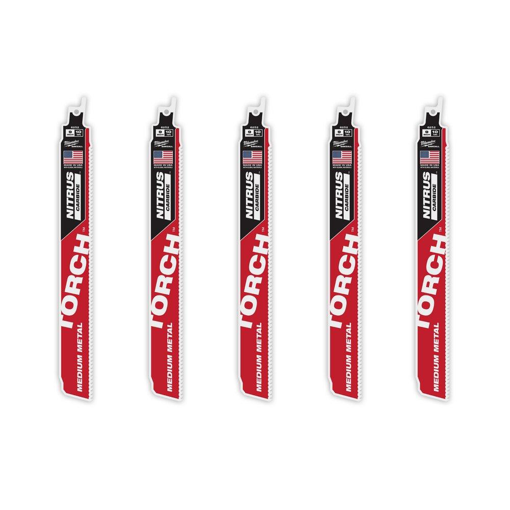 Pack of (5) - 9" 10 TPI 'Torch with Nitrus Carbide Teeth' SAWZALL Blade for Conduit and Strut 