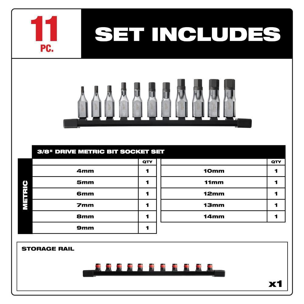 *CVR* 11PC 3/8 DRIVE HEX BIT SOCKET 
