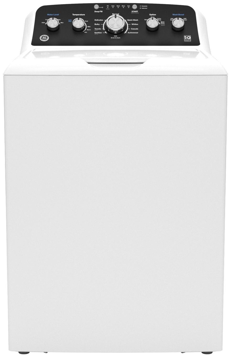 27 in. 4.5 cu. ft. Top Load Washer with Stainless Steel Base in Matte Black/White 