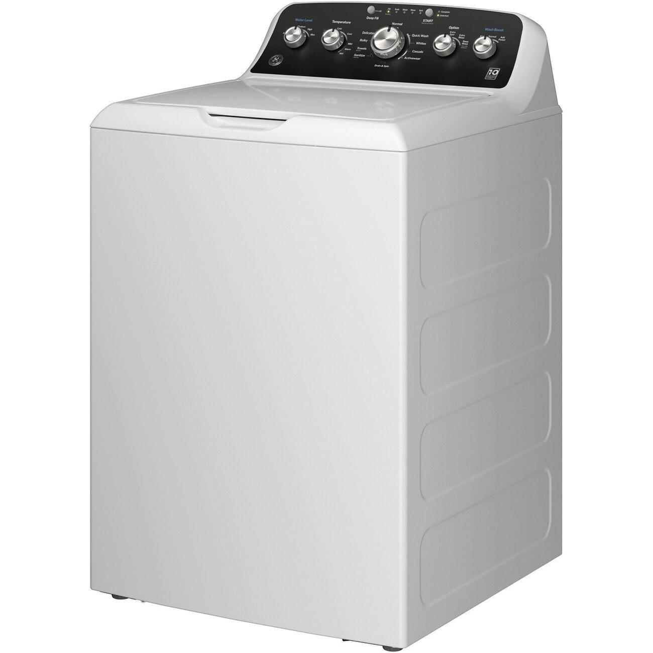 27 in. 4.5 cu. ft. Top Load Washer with Stainless Steel Base in Matte Black/White 